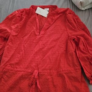 NWT Red pique Long Sleeve Blouse